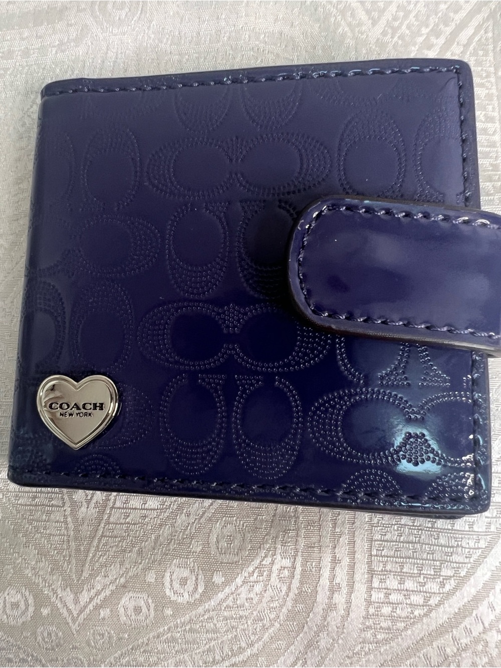 Coach Purple Crossgrain Leather Foldable Double Sided Mirror #Y2K, TravelMirror - Picture 2 of 5